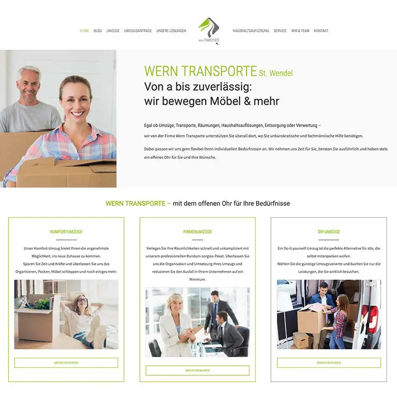 Internetseite von Wern Transporte - Referenzen von simpliby